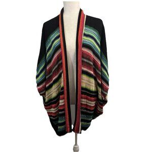 LAUREN Ralph Lauren Open Front Knit Cardigan Sweater Multi-Stripe One Size